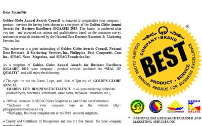 Golden Globe Annual Awards for Business Excellence and Filipino Achiever 2019